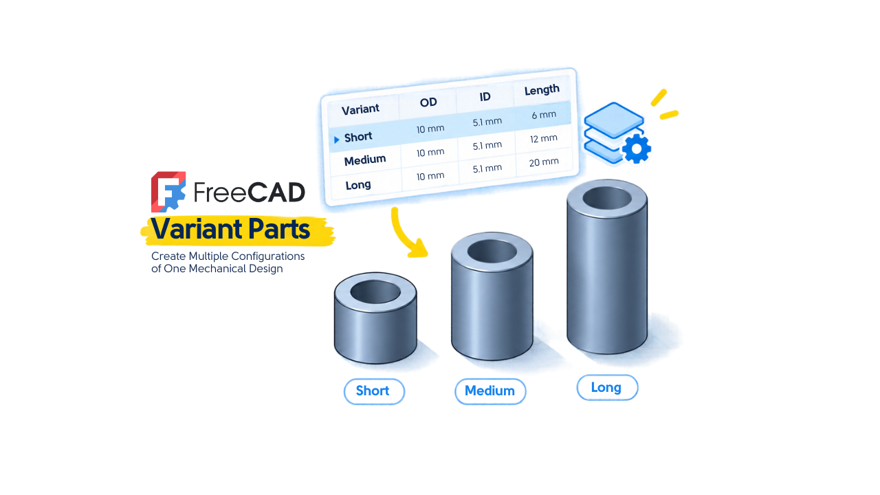 FreeCAD Variant Parts: Create Multiple Configurations of One Mechanical Design